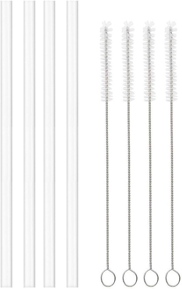 4-Pack Replacement Straws for Hydro Flask Wide Mouth Bottle Hydroflask Straw Lid, 4 BPA-FREE Straws and 4 Straw Cleaning Brushes