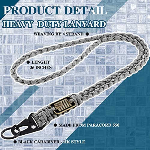 Gray Heavy Duty Paracord Lanyard Set for Outdoor Use - 2 Pack