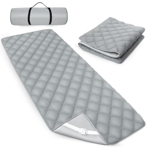 Cot Mattress Topper Pad Quilted, Non-Slip Super Soft Comfortable Cool Sleeping Pad 75"x30" for Camping Cot/Rv Bunk/Narrow Twin Beds, Grey
