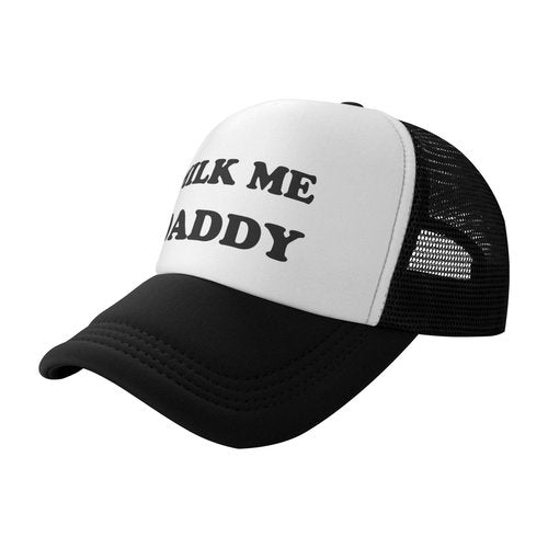 Milk Me Daddy Hat Funny Trucker Hats Adjustable Classic Fishing Cap for Men and Women Black