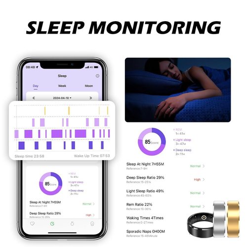 Smart Ring for Men Women Health Rings 24/7 Heart Rate Sleep Ring Waterproof Sports Games Ring Tracker Calorie Step Counter