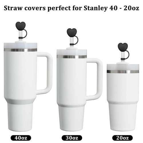 Straw Cover Cap for Stanley Cup 20-40oz Tumblers Accessories,Cute Silicone Straw Topper Reusable 4-6 Pcs,Compatible with Simple Modern,Yeti,Hydroflask and other 8-10mm Straws (Heart-4pcs)