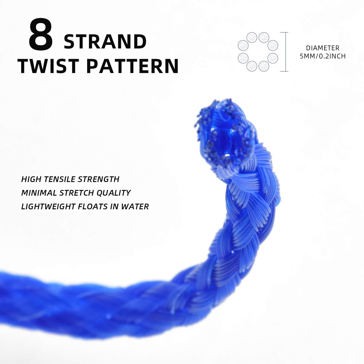 A1FISHER Poly Crab Line Floating for Crab Trap 1/4 in Dia x 100 FT, Polyethylene, Blue Twisted Crabbing Rope 1Pack