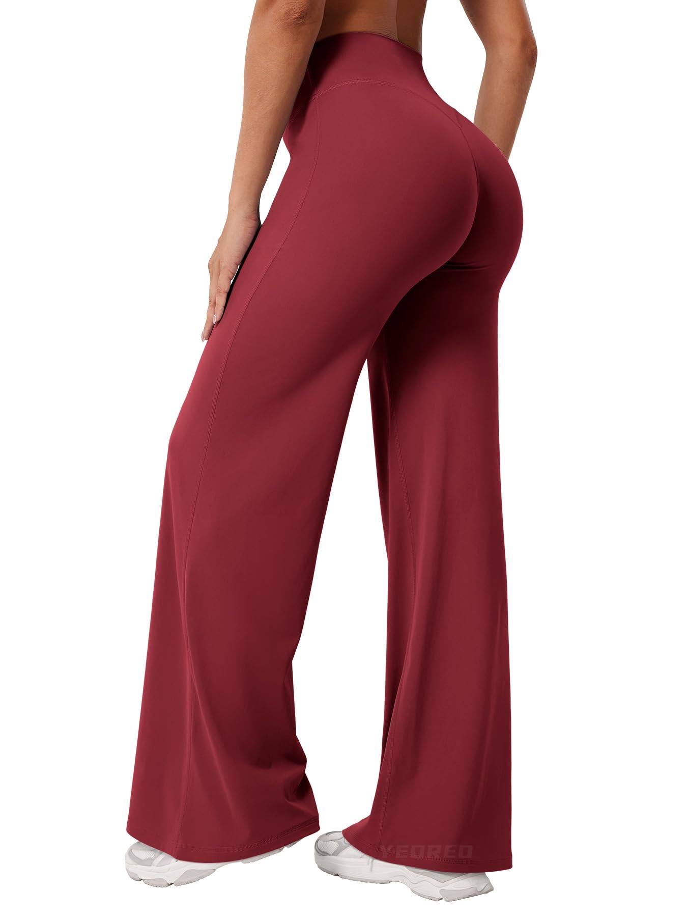 YEOREO Workout Leggings Womens No Front Seam Straight Leggings 31.5" High Waist Buttery Eddiy Gym Yoga Pants Ancora Red XXS