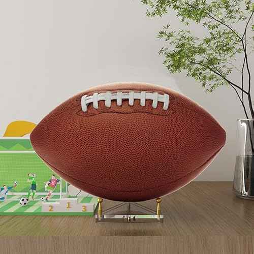 SVENJBB Ball Holder for Basketball, Football, Soccer, Volleyball, Crystals and Rocks, Clear Acrylic Ball Stand with Gold Pegs & Rubber Feet for Displaying Sports Memorabilia, 1 Pack