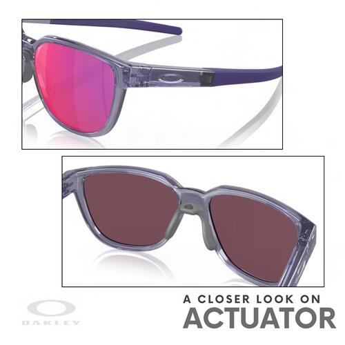 Oakley Actuator OO9250 925007 57MM Transparent Lilac/Prizm Road Rectangular Sunglasses for Men + BUNDLE Accessory Leash +BUNDLE ACCESSORY EYEWEAR Kit