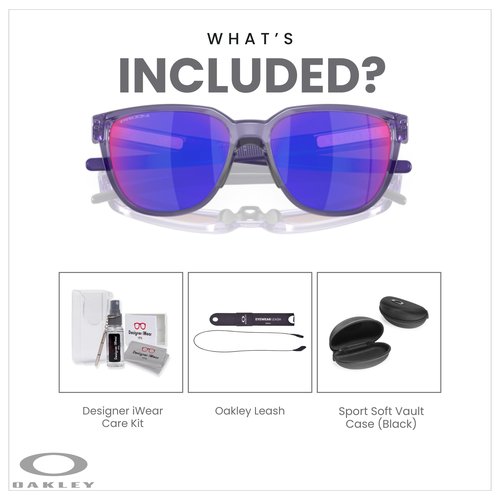 Oakley Actuator OO9250 925007 57MM Transparent Lilac/Prizm Road Rectangular Sunglasses for Men + BUNDLE Accessory Leash +BUNDLE ACCESSORY EYEWEAR Kit