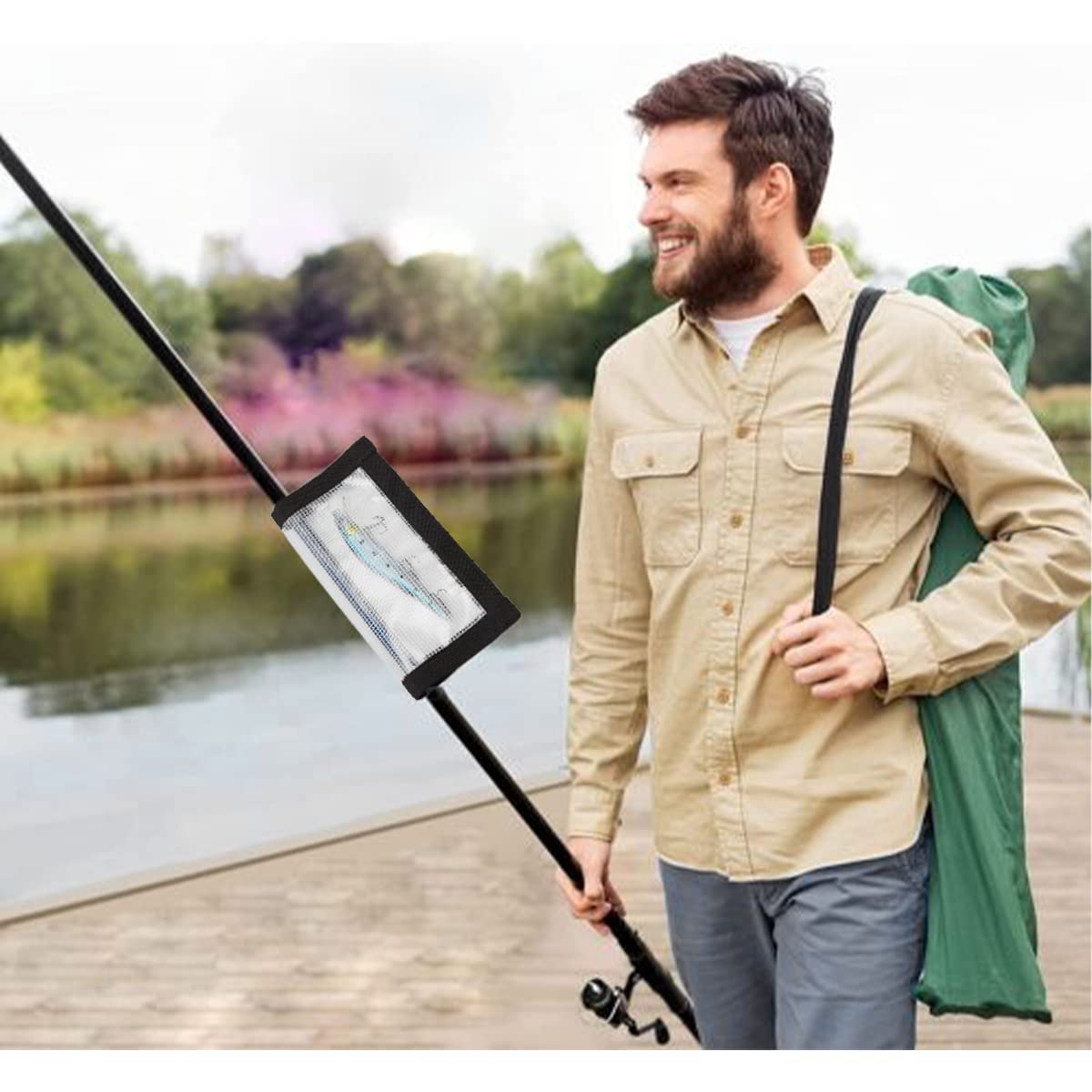 Ikerall 8 Pack Fishing Lure Wraps, Durable Clear PVC Lure Covers for Rod Fabric Hook Protectors