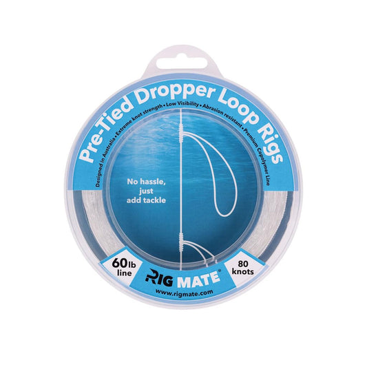 60 lb Pre-Tied Dropper Loop Rigs. Fishing Line Spool. Loops 18 Inches Apart with 5.5 Inch Loop Size. Perfect for Saltwater & Freshwater Fishing. Perfect for Snapper & Other Bottom Feeding Fish.