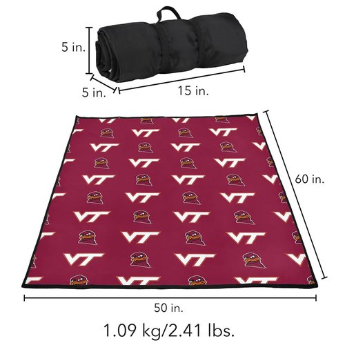 LOGOVISION Virginia Tech Picnic Outdoor Blanket, 50"x60" Logo Pattern, Foldable Blanket for Picnic, Beach, Camping, Park, Tailgate
