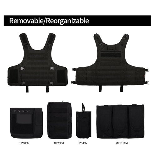 PIKEON Tactical Airsoft Vest Outdoors CS Game Vest Adjustable Adult Suitable for Train (Black)