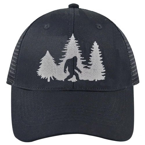 Bigfoot Gifts for Men Women, Wild Big Foot Mesh Trucker Hat, Embroidered Adjustable Sasquatch Snapback Baseball Cap, Birthday Decorations for Hunting Hiking Camping Fishing (Black)
