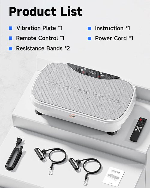 Vibration Plate Exercise Machine for Lymphatic Drainage & Weight Loss, 330 Lbs Capacity Whole Body Shake Machine with Resistance Band & LCD Display, Bluetooth, Home Workout Equipment for Women Men