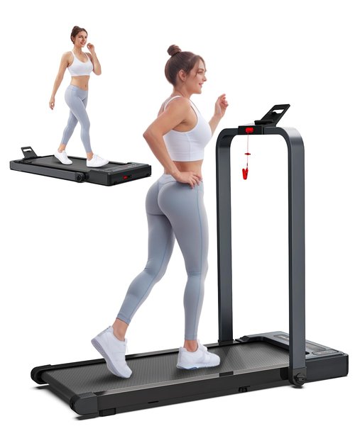 Walking Pad with Handle Bar, Foldable Treadmill Mini Under Desk Treadmill Walking Folding Treadmills for Home Small Running Pad 3 Horsepower 300 lb Capacity with Remote Control