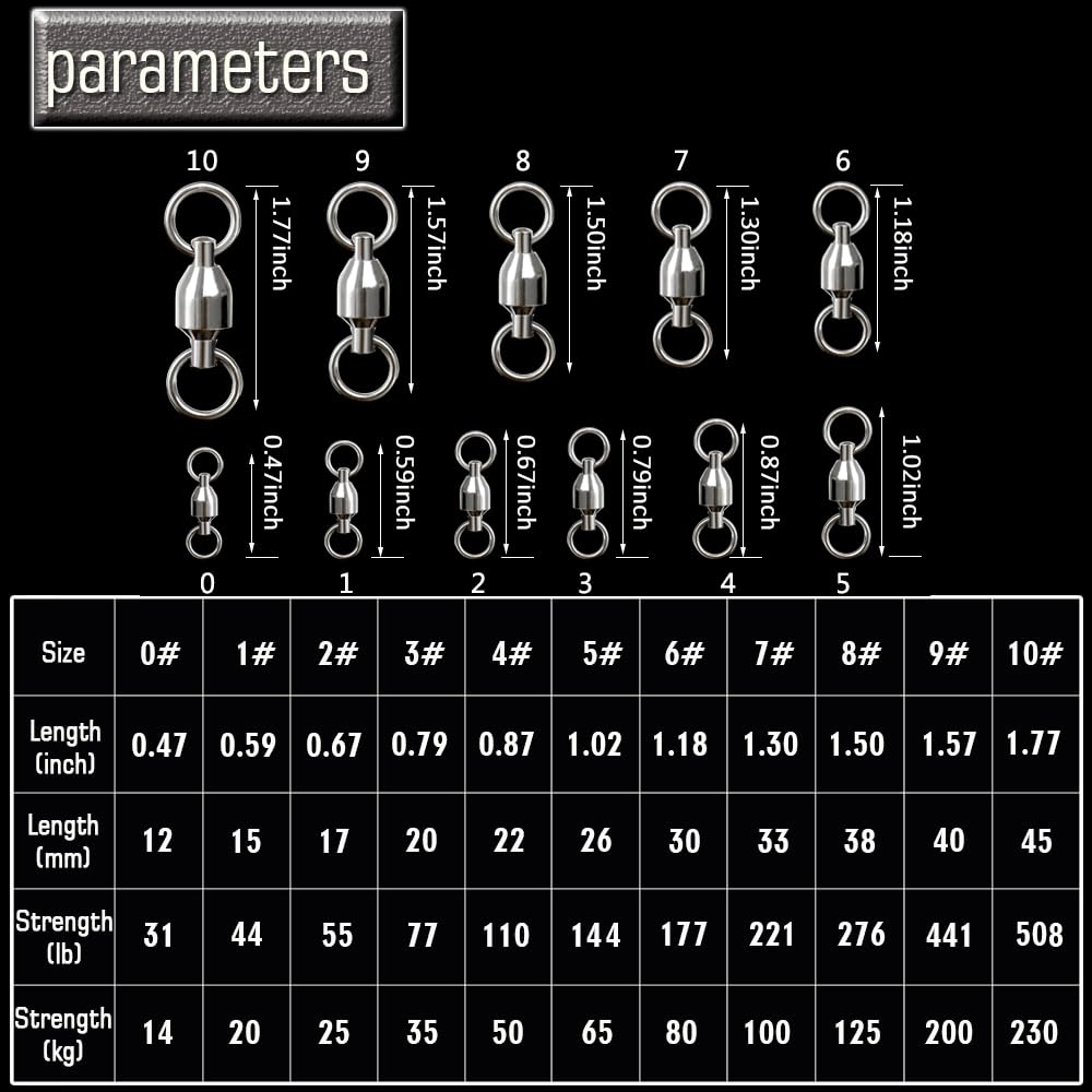 AMYSPORTS Ball Bearing Swivels Connector High Strength Stainless Steel Solid Welded Rings Barrel Swivels Saltwater Freshwater Fishing 50pcs 32lbs