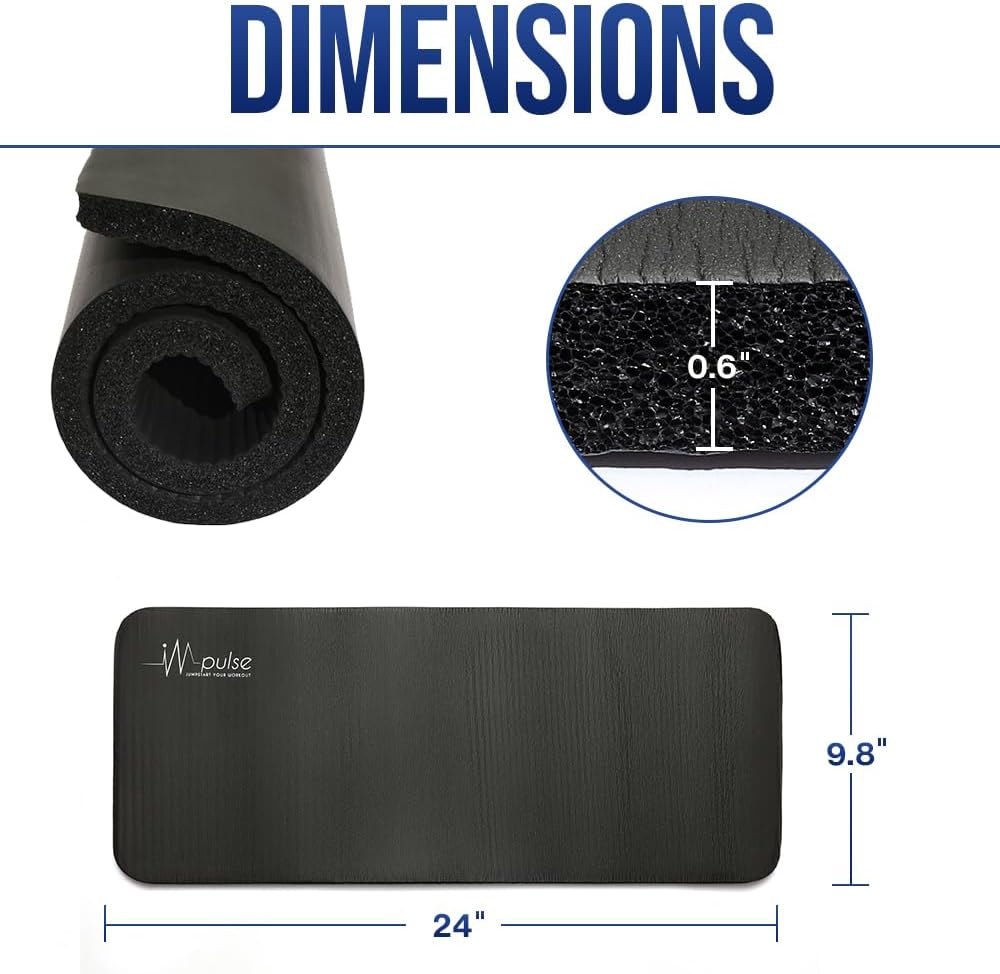 Impulse Yoga Knee Pads Cushion, Thick 1" (25mm) Workout Mat Provides Cushion for Kneeling & Elbows, Non-Slip & Portable Exercise Knee Pad for Yoga, Elbow, Wrist Pain, Planks, Pushups & Floor Exercises