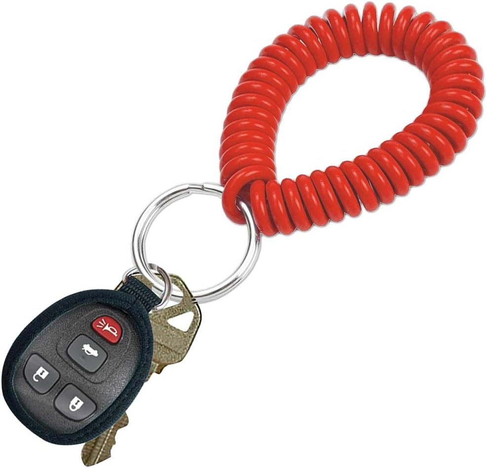 ucky Line 2” Spiral Wrist Coil with Steel Key Ring, Flexible Wrist Band Key Chain Bracelet, Stretches to 12”, Purple, 10 Pack (41065)