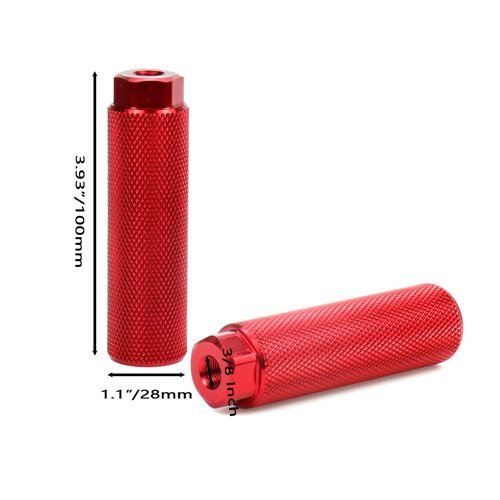 Pufguy 2 Pair Bike Pegs Aluminum Alloy Bike Foot Pegs 4 Inch Bicycle Foot Pegs,Red Fit 3/8 inch Axles