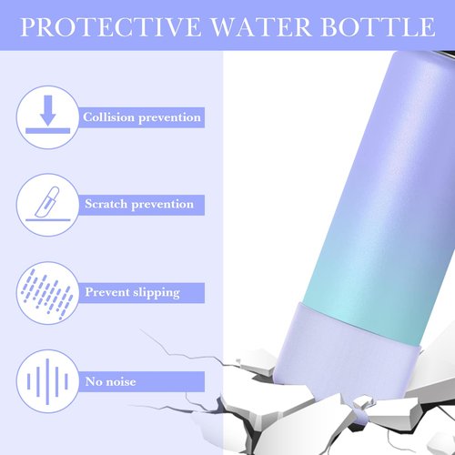 Linkidea 2 Pack Water Bottle Boot Compatible with Iron °Flask Wide/Narrow Mouth 12oz/14oz/16oz/18oz/20oz/22oz/24oz, Silicone Bottle Bottom Sleeve Cover Bumper Protector (Fog)