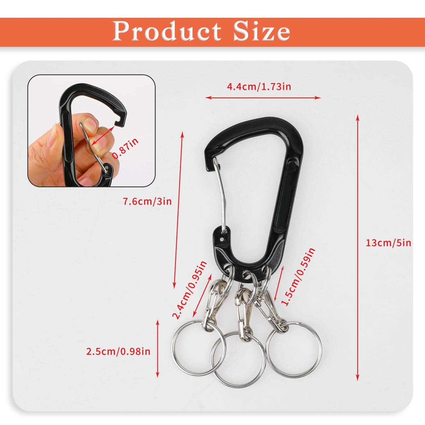 Jeffdad Multifunctional Keychain Clip, D Ring Shape 3 Hole Key Carabiner with Multi Quick Release Key Rings Quick Remove Carabiner Keychain (Style Two)