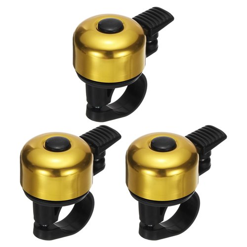 HARFINGTON 3pcs Bike Bell Mini Bicycle Bell with Loud Crisp Clear Sound Bike Ring Bell Aluminum Bike Accessories for Adults Children Road Mountain Bike, Yellow