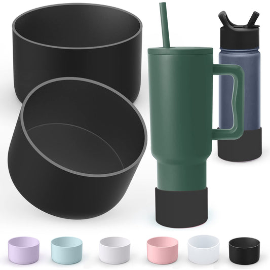 AIERSA 2Pcs Silicone Suitable Boot for Simple Trek 40 oz Tumbler with Handle, Protective Water Bottle Bottom Sleeve Cover, Tumbler Accessories, Black