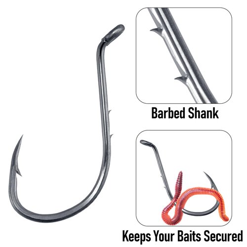 Dr.Fish 100 Pack Octopus Hooks Baitholder Fishing Hooks for Saltwater & Freshwater Live Bait Fishing, Bass Walleye Striper #1