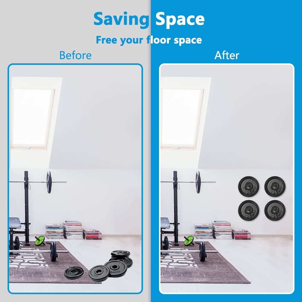 6Pcs Weight Plate Holder, Wall Mounted Weight Plate Rack Storage for 2" Olympic Weight Plate