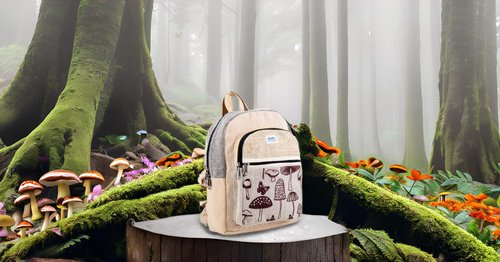 Hemp MINI backpack, Handmade & stylish Travel backpack with adjustable straps, Made by Nepali artist for adults