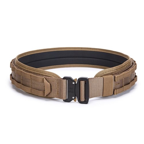 ULIONTAC 3 Layer Tactical Belt 1.75 inch - Quick Release Padded Molle System for Men 1000D Nylon Webbing Alloy Buckle Utility (CB,M)