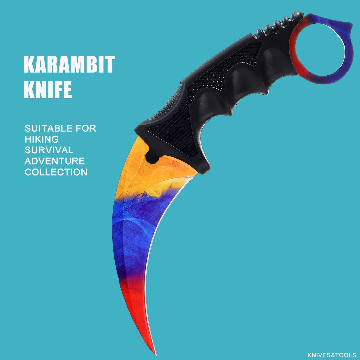 Milaloko 3 Pieces Karambit Knife Fixed Blade Knives Camping Tool,Outdoor Hunting Knife with Sheath and Cord, Suitable for Hiking, Adventure, Survival and Collection (Black Red Yellow)