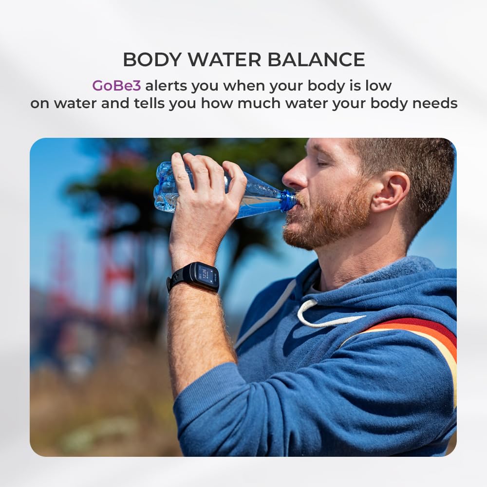 HEALBE GoBe3 - Wearable Health, Fitness and Activity Tracker with Automatic Tracking of Calorie Intake and Burning, Water Balance, Heart Rate, Sleep, neuroactivity, and Stress, with Free app, Obsidian