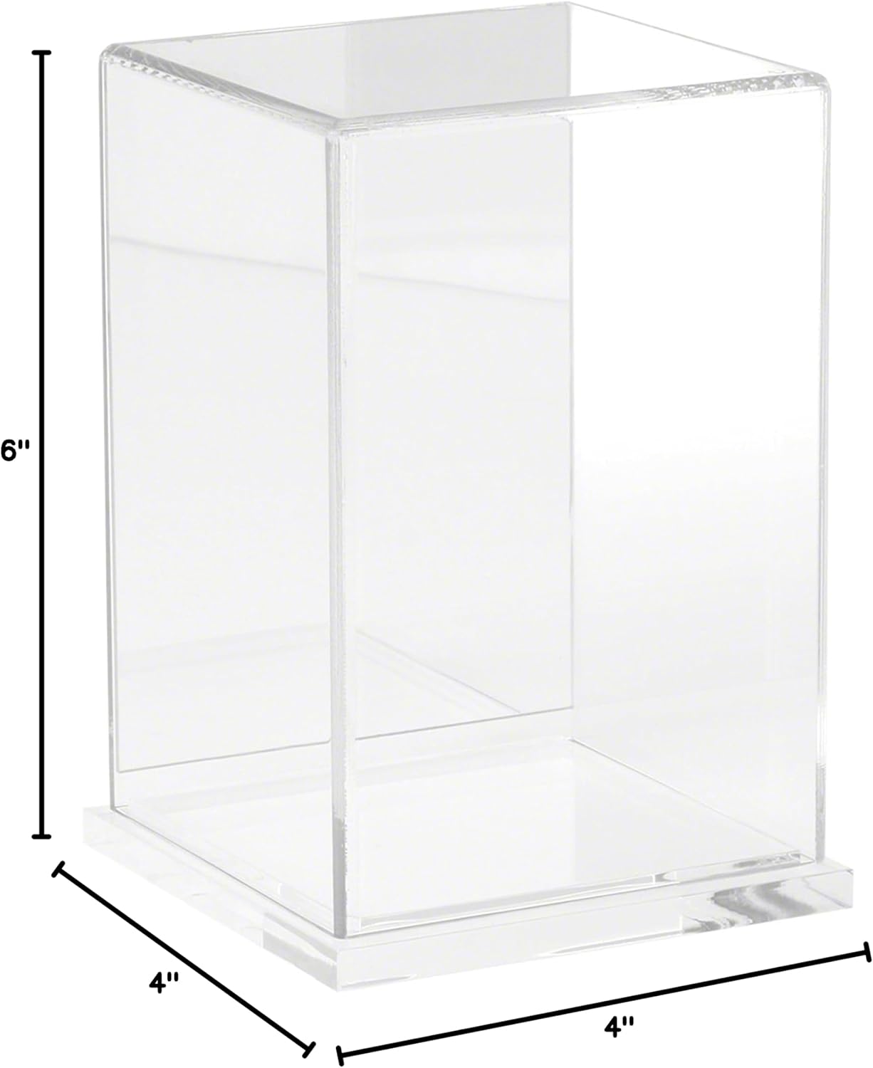 Plymor Clear Acrylic Display Case with Hardwood Base, 4" W x 4" D x 6" H