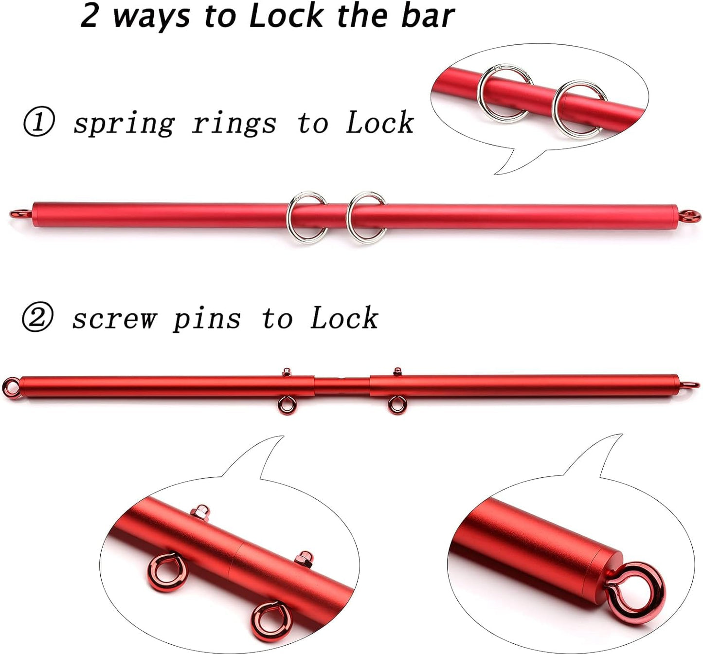 EXREIZST Red Adjustable Spreader Bar Set, Suitable for Sets Sports Training Fitness Gear Home Gyms