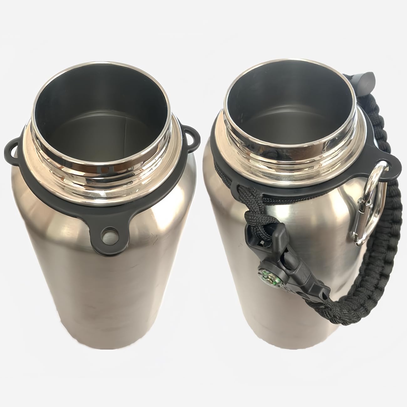 FMHXG 8PCS Paracord Water Bottle Loop Strap 3 Hole Plastic Ring Cup Accessory Safety Water Bottle Loop Sports Insulated Mug Plastic Carrying Ring 2.3 inch for Water Bottle Carrier Stand Handle Black