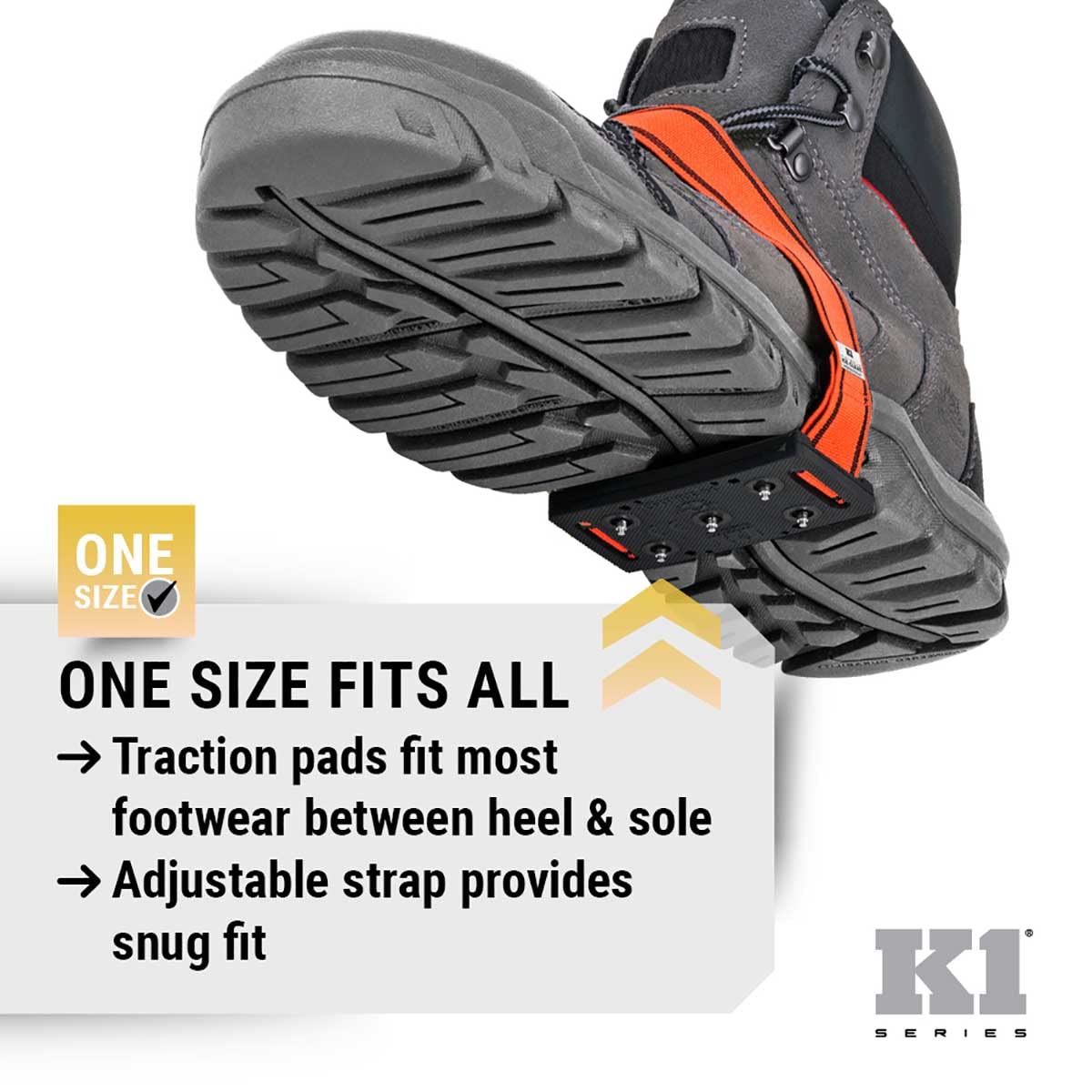 K1 Mid-Sole Ice Cleats for Men & Women - Rotatable Traction Aids For Winter Snow - Hi Vis - Low Profile