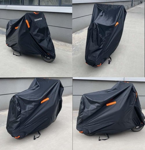 DEWIER Motorcycle Cover Waterproof Outdoor, 420D Heavy Duty, XL90.5in, All Season Protection, Windproof Clasps, Storage Bag, Night Reflective Design, Fits Motorcycles, 1-2 Bikes Ebikes