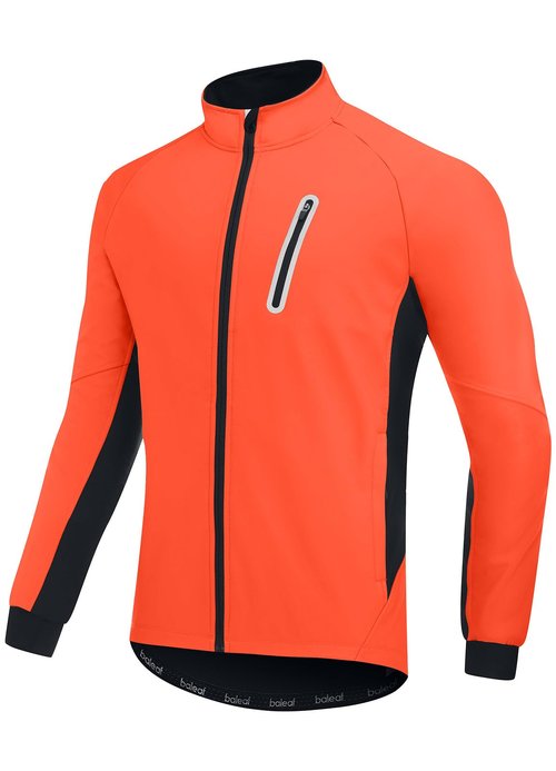 baleaf Men's Winter Cycling Jackets Water Resistant Thermal Running Softshell Jacket Warm Cold Weather Pockets Orange 2XL