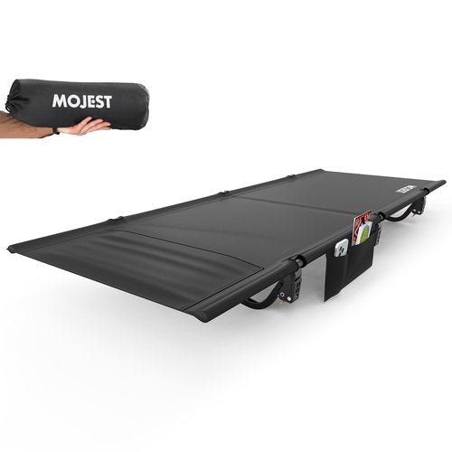 Mojest Ultralight Camping Cot for Adults - Portable Folding Camping Bed, Supports 350 lbs - Lightweight for Travel, Camping, Hiking, Backpacking, Mountaineering, Black