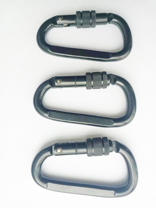 D-Shaped Locking Rock Climbing Carabiner Clips(3pcs),Professional 23KN Heavy Duty Caribeaners for Rappelling Swing Rescue & Gym etc,Large Carabiners