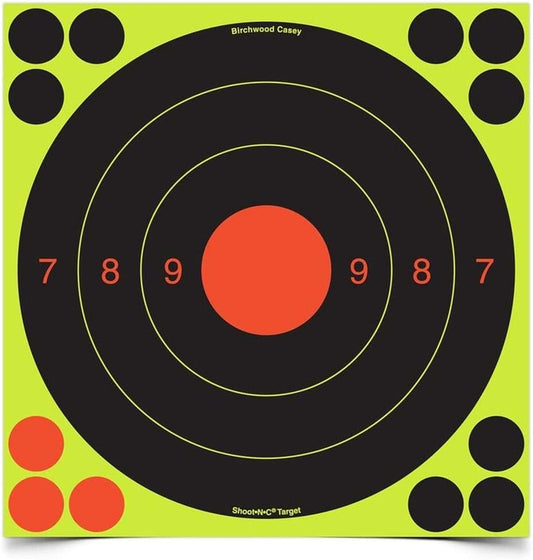 Birchwood Casey Shoot-N-C Targets, 8 Bullseye, 6 Targets + 24 Pasters