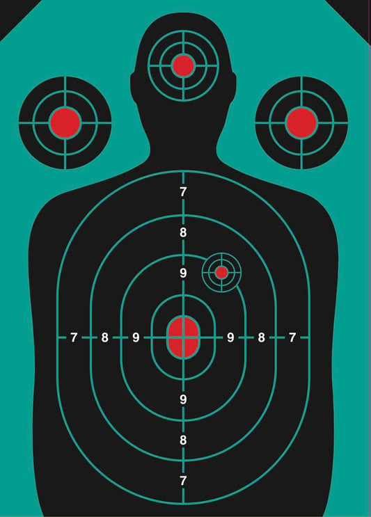 50 Pack Paper Shooting Target Silhouette Bundle - Black and Blue - 12"x18" (Front and Back) Hunting, Handguns, Airguns, Archery Practice (Blue)