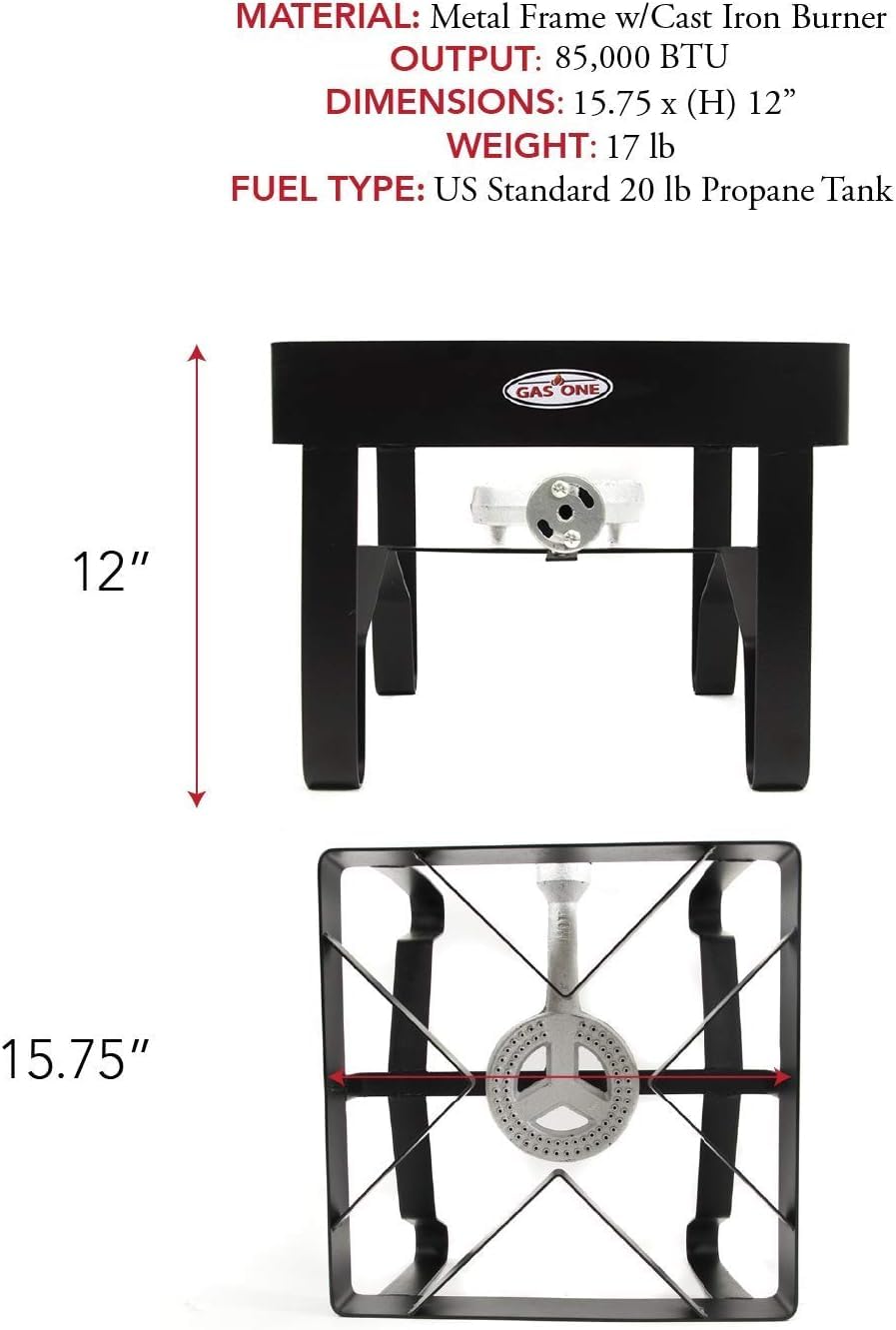 GasOne High-Pressure Single Burner Outdoor Stove Propane Gas Cooker with Adjustable 0-20PSI Regulator and Hose Perfect for Beer Brewing, outdoor cooking, Maple Syrup Prep