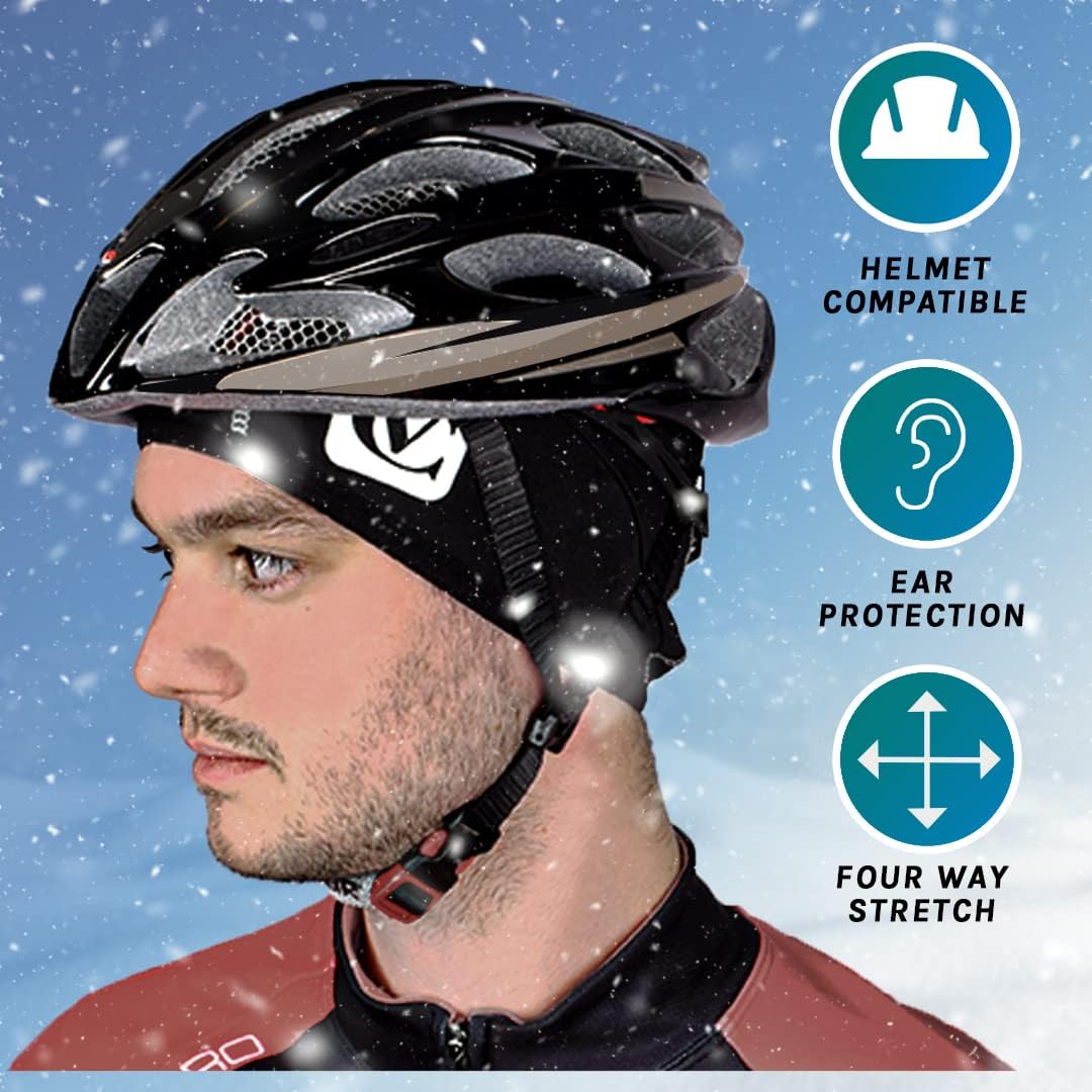 Windproof Fleece Lined Skull Cap Beanie for Cycling & Running - VeloChampion Thermo-Tech