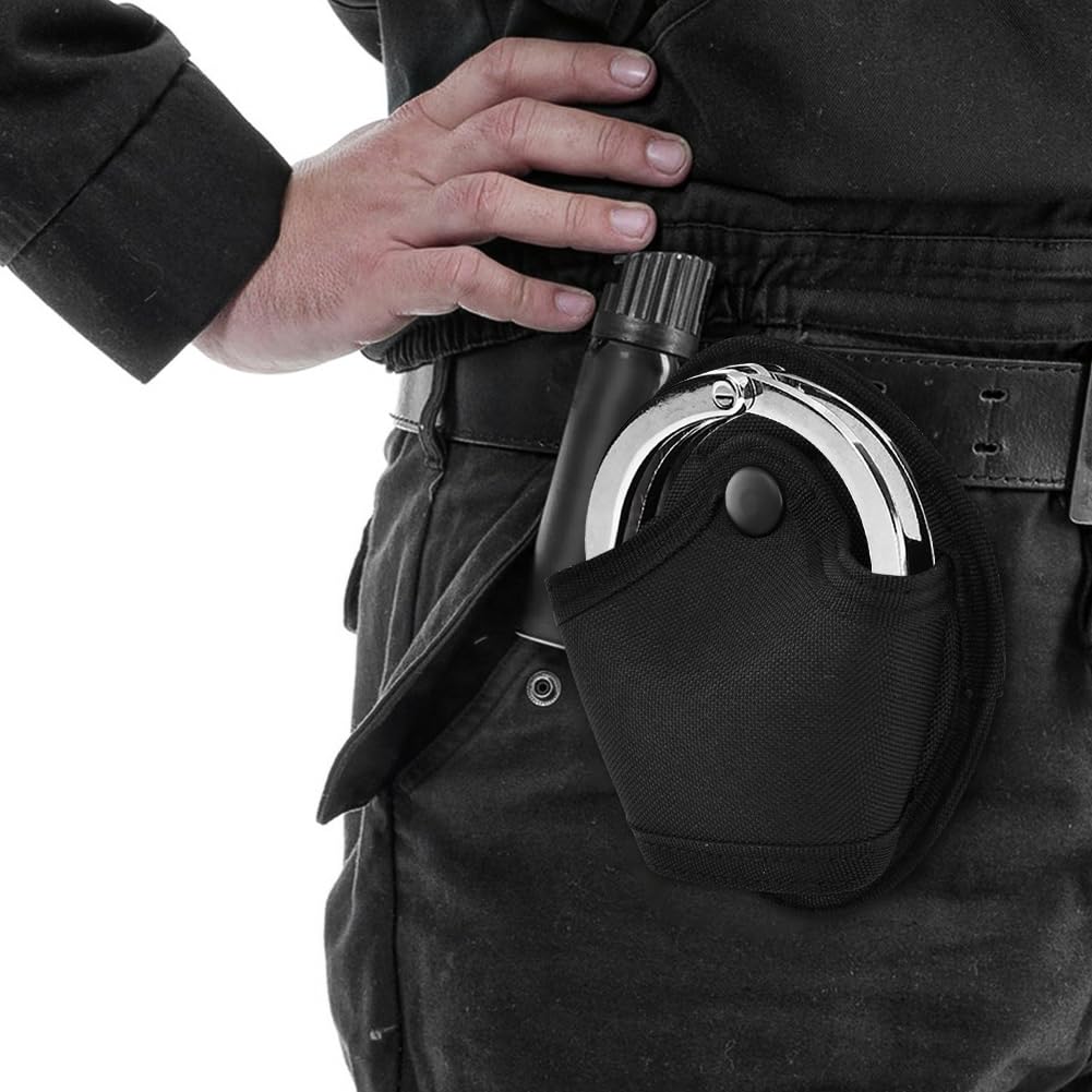 2 Pcs Handcuff Case, Handcuff Holster, Open Top Oxford Cloth Cuff Pouch for Duty Belt Police Law Enforcement Security Officer Accessories Fits Standard Chain or Hinge Handcuffs