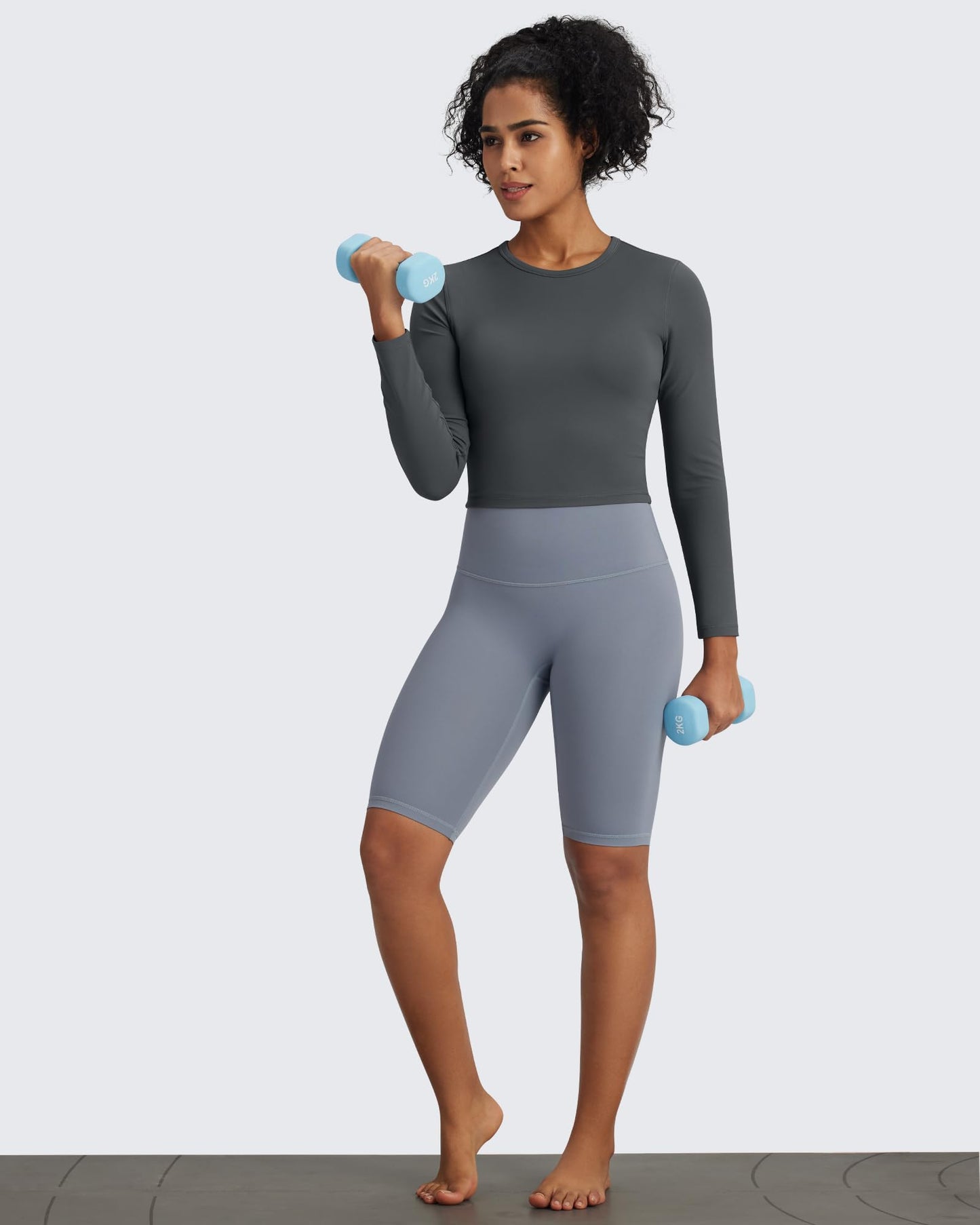 G4Free Long Sleeve Workout Tops for Women Fall Base Layer Athletic Gym Exercise Tight Shirt Wicking Cropped Underscrub (Dark Gray,S)