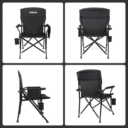 Camping Chair with Padded Hard Armrest, Sturdy Folding Camp Chair with Cup Holder W Mesh Storage Bag, Support to 400 lbsfor Adults 2 Pack