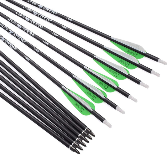 Archery Bow Carbon Arrow Hunting Target Practice Arrows 28 Inch with Removable Tips for Compound & Recurve Bow Spine 500 6PCS Pack