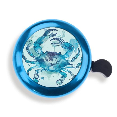 WIRESTER Blue Aluminum Round Bike Bell, Classic Ring Bicycle Bell, Bike Accessories Bell Ring for Adults Kids Girls Boys - Blue Crab Watercolor