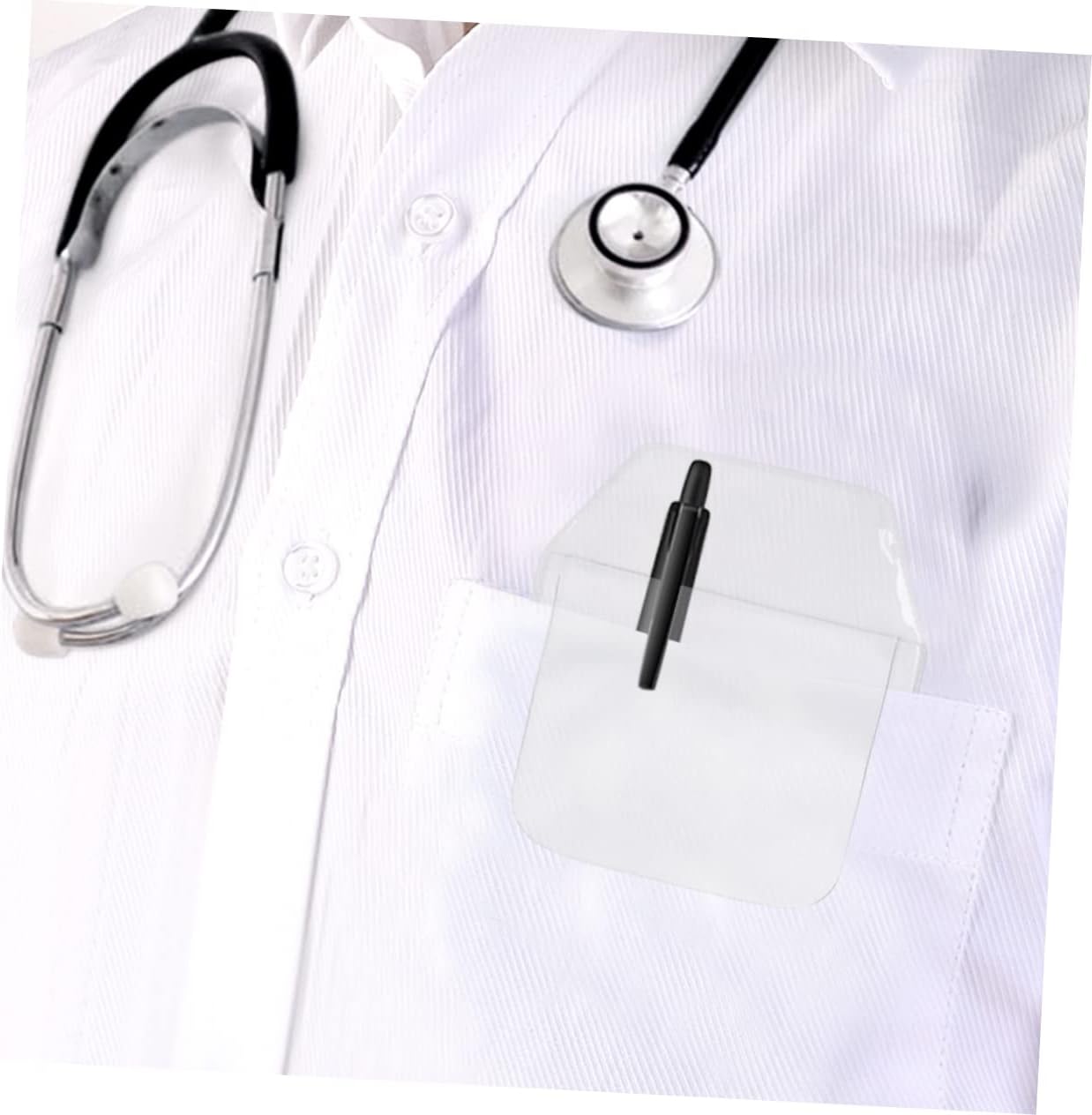 Pack of 20 Transparent PVC Pocket Protectors for Pen Leaks - Clear Pen Leak Protector for Doctors, Nurses, Lab Coats, and Office Supplies - Shirt Pocket Organizer